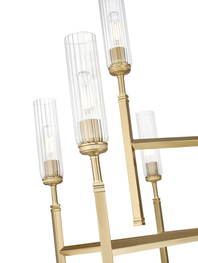 Z-Lite Esme 38" 9-Light Modern Gold Steel Frame Clear Glass Shade Chandelier