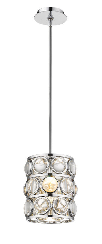 Z-Lite Eternity 9" 1-Light Chrome Pendant Light With Clear Crystal Shade