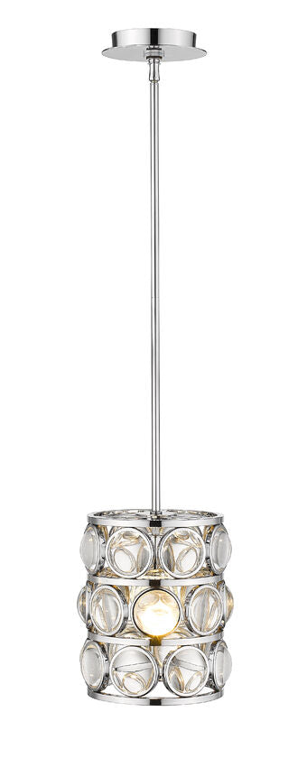 Z-Lite Eternity 9" 1-Light Chrome Pendant Light With Clear Crystal Shade