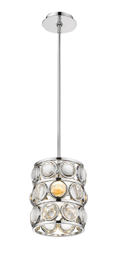 Z-Lite Eternity 9" 1-Light Chrome Pendant Light With Clear Crystal Shade