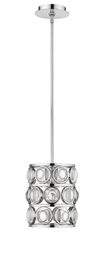 Z-Lite Eternity 9" 1-Light Chrome Pendant Light With Clear Crystal Shade