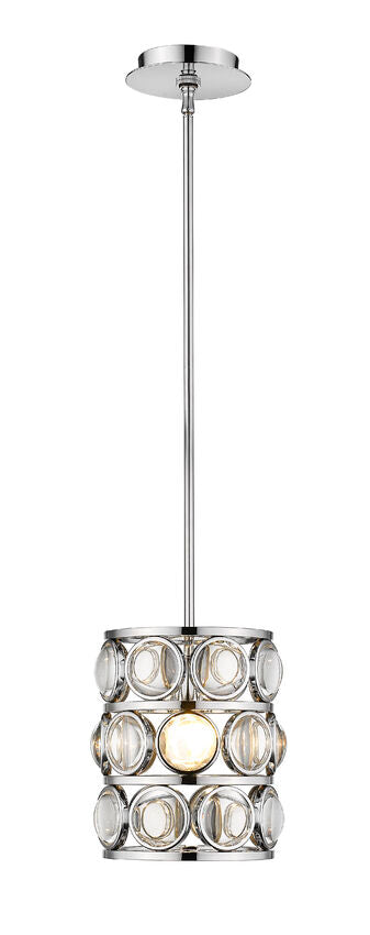 Z-Lite Eternity 9" 1-Light Chrome Pendant Light With Clear Crystal Shade