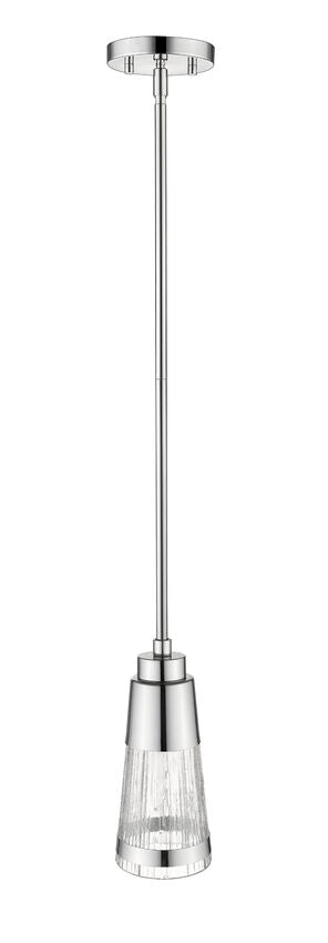Z-Lite Ethos 5" 1-Light LED Chrome Pendant Light With Chisel Glass Shade