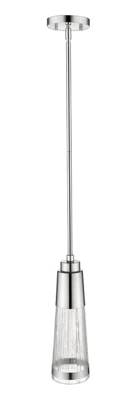 Z-Lite Ethos 5" 1-Light LED Chrome Pendant Light With Chisel Glass Shade