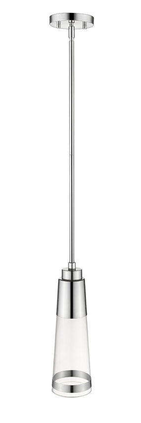 Z-Lite Ethos 5" 1-Light LED Chrome Pendant Light With Clear Glass Shade