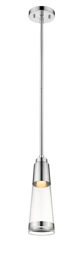 Z-Lite Ethos 5" 1-Light LED Chrome Pendant Light With Clear Glass Shade