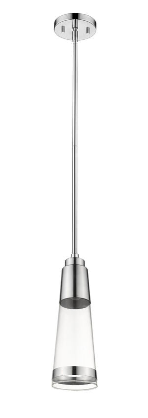 Z-Lite Ethos 5" 1-Light LED Chrome Pendant Light With Clear Glass Shade