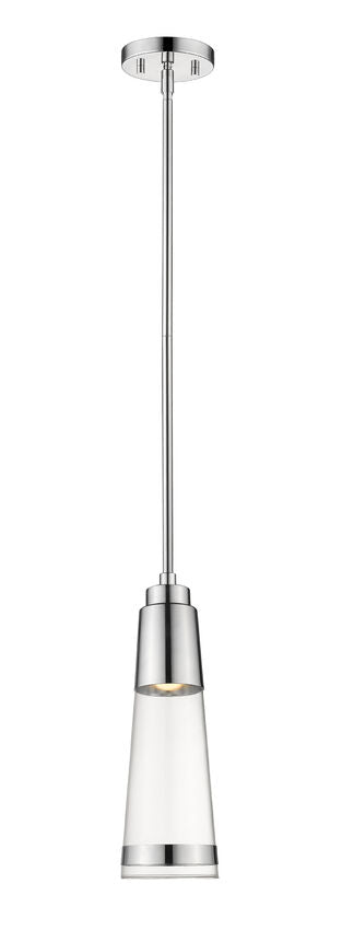 Z-Lite Ethos 5" 1-Light LED Chrome Pendant Light With Clear Glass Shade
