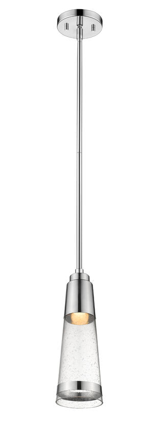 Z-Lite Ethos 5" 1-Light LED Chrome Pendant Light With Seedy Glass Shade