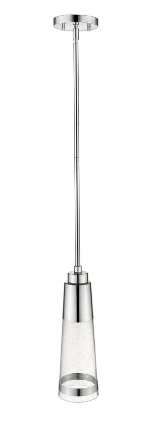 Z-Lite Ethos 5" 1-Light LED Chrome Pendant Light With Seedy Glass Shade