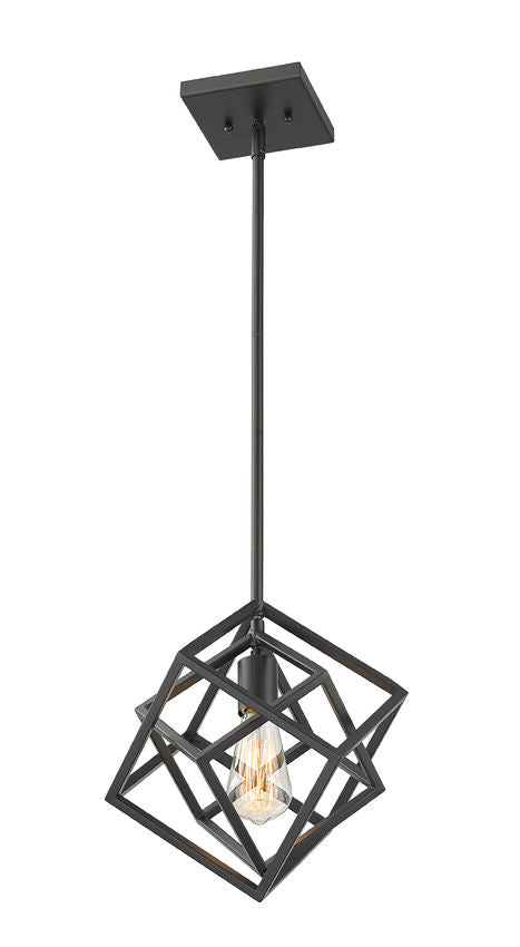 Z-Lite Euclid 12" 1-Light Matte Black Steel Mini Pendant Light