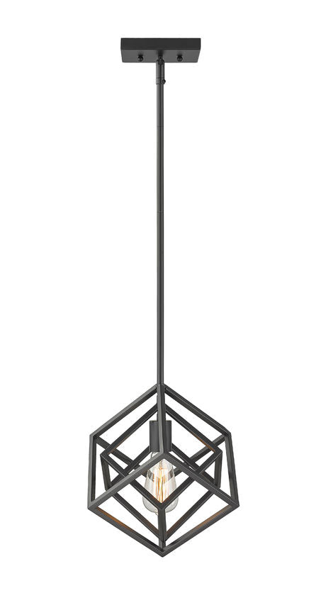 Z-Lite Euclid 12" 1-Light Matte Black Steel Mini Pendant Light