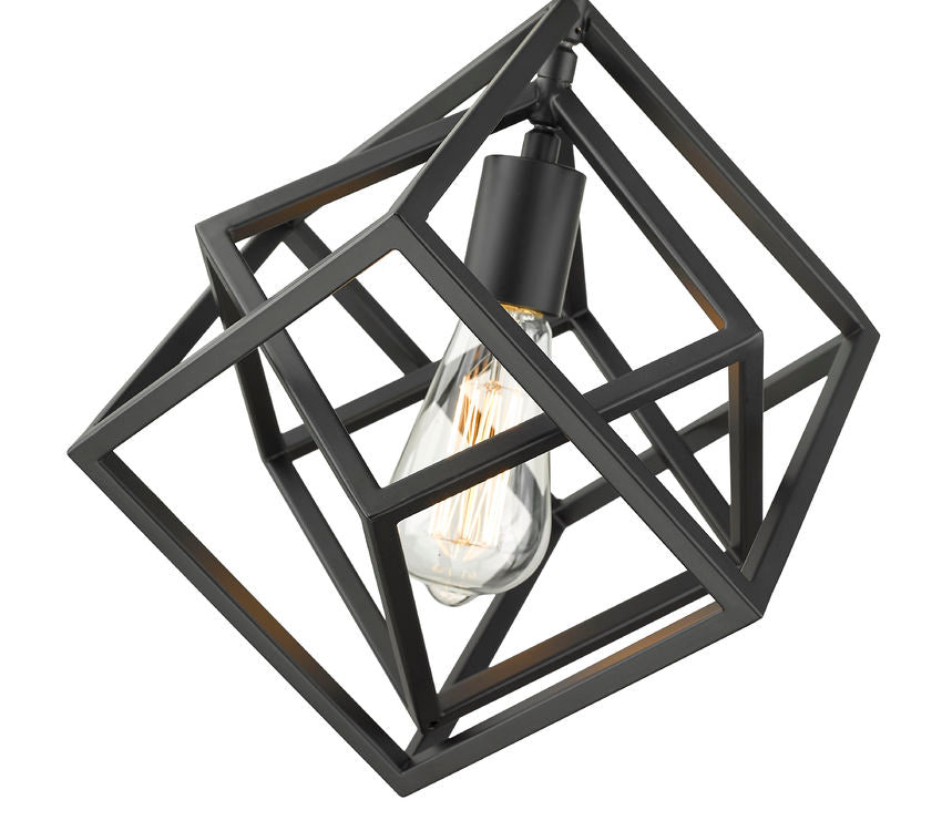 Z-Lite Euclid 12" 1-Light Matte Black Steel Mini Pendant Light