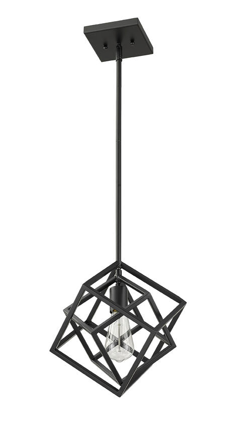 Z-Lite Euclid 12" 1-Light Matte Black Steel Mini Pendant Light