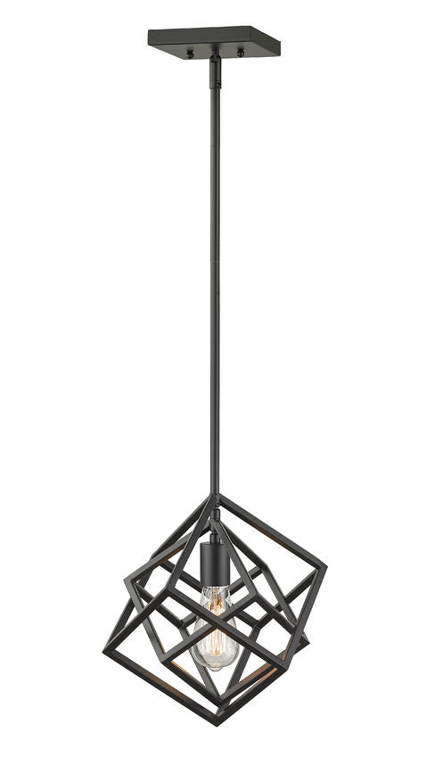 Z-Lite Euclid 12" 1-Light Matte Black Steel Mini Pendant Light