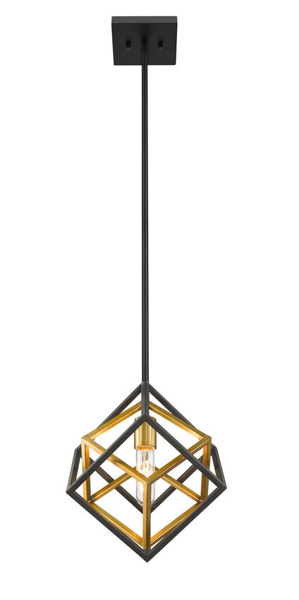 Z-Lite Euclid 12" 1-Light Olde Brass and Bronze Steel Mini Pendant Light