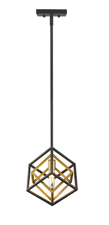 Z-Lite Euclid 12" 1-Light Olde Brass and Bronze Steel Mini Pendant Light