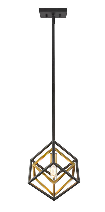Z-Lite Euclid 12" 1-Light Olde Brass and Bronze Steel Mini Pendant Light