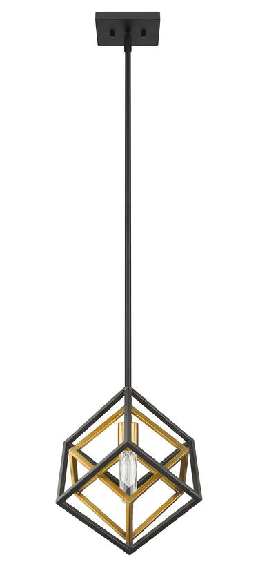 Z-Lite Euclid 12" 1-Light Olde Brass and Bronze Steel Mini Pendant Light