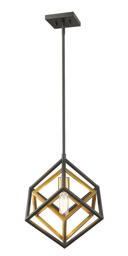 Z-Lite Euclid 12" 1-Light Olde Brass and Bronze Steel Mini Pendant Light