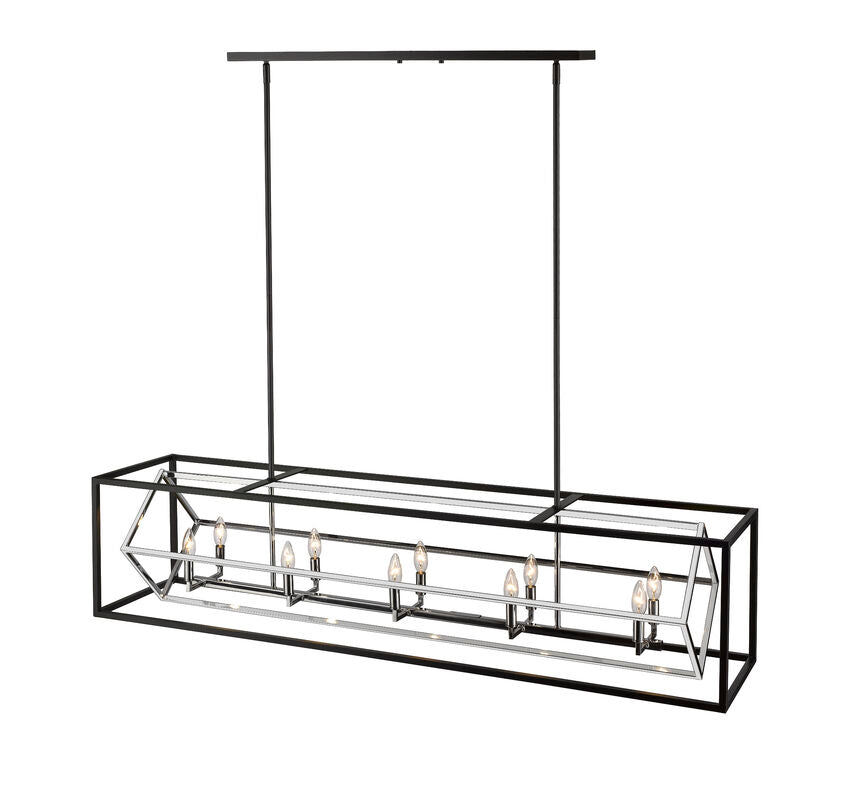 Z-Lite Euclid 13" 10-Light Chrome and Matte Black Steel Island Light