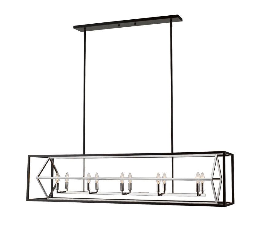 Z-Lite Euclid 13" 10-Light Chrome and Matte Black Steel Island Light