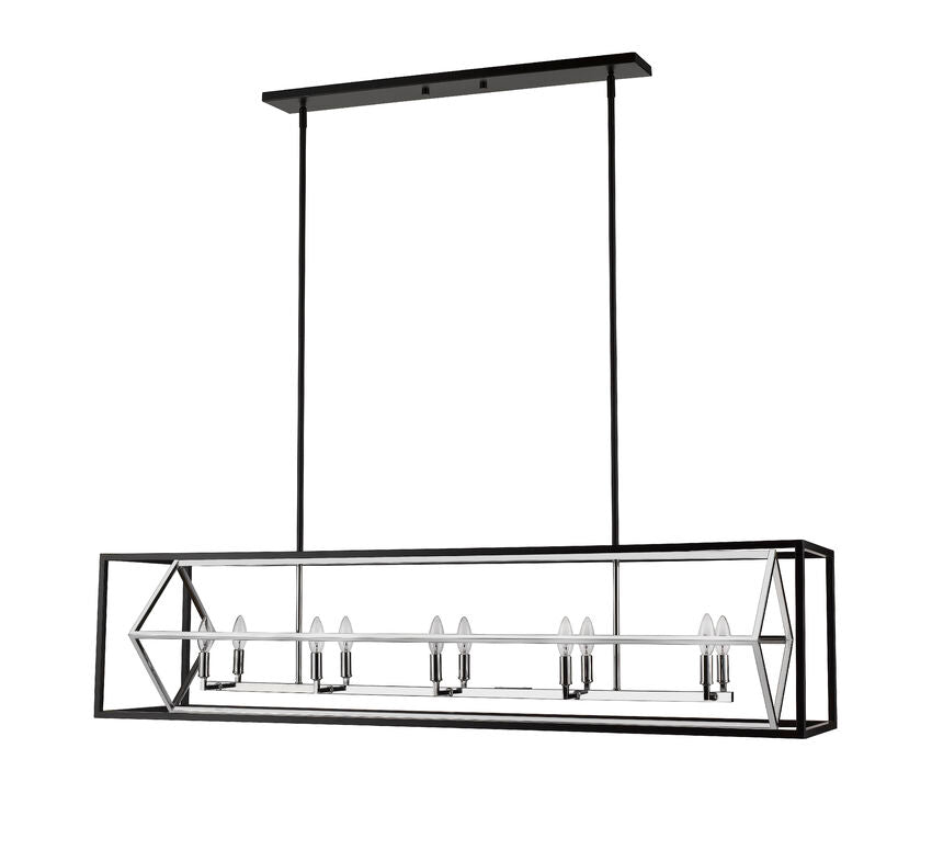 Z-Lite Euclid 13" 10-Light Chrome and Matte Black Steel Island Light