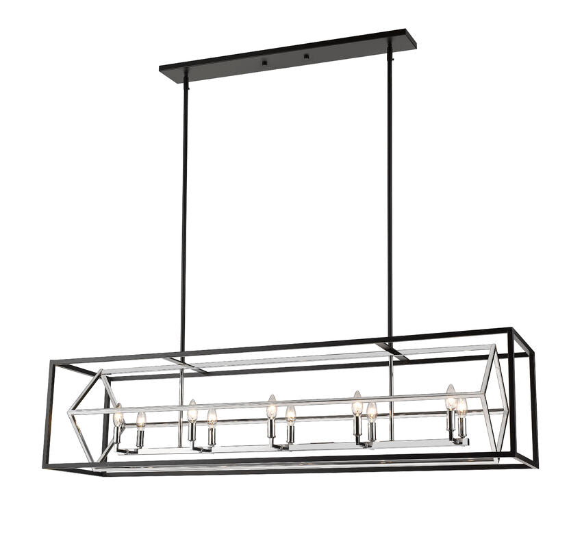 Z-Lite Euclid 13" 10-Light Chrome and Matte Black Steel Island Light