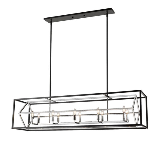 Z-Lite Euclid 13" 10-Light Chrome and Matte Black Steel Island Light
