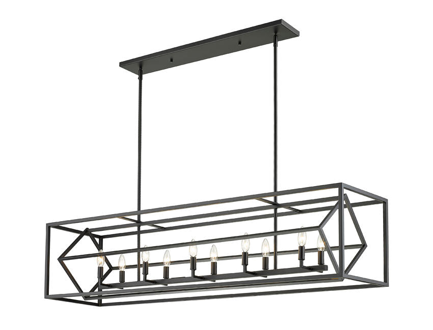Z-Lite Euclid 13" 10-Light Matte Black Steel Island Light