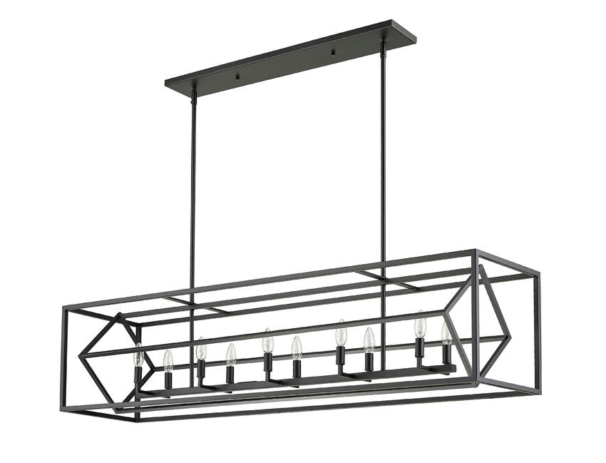 Z-Lite Euclid 13" 10-Light Matte Black Steel Island Light
