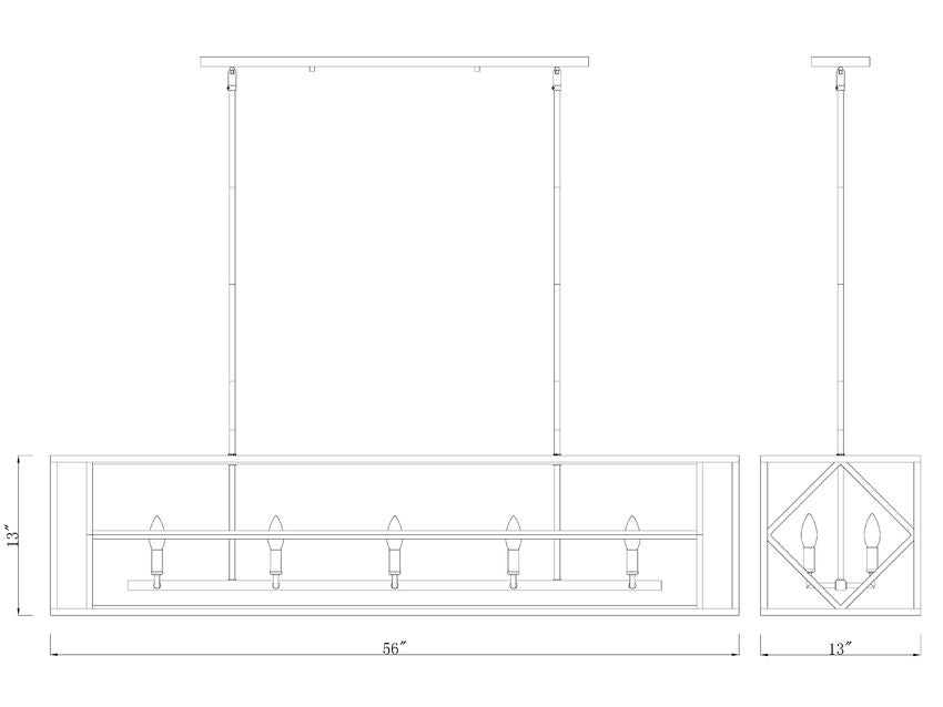 Z-Lite Euclid 13" 10-Light Matte Black Steel Island Light