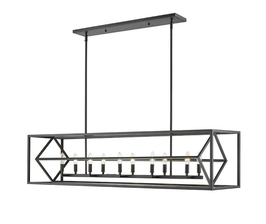 Z-Lite Euclid 13" 10-Light Matte Black Steel Island Light