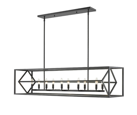 Z-Lite Euclid 13" 10-Light Matte Black Steel Island Light