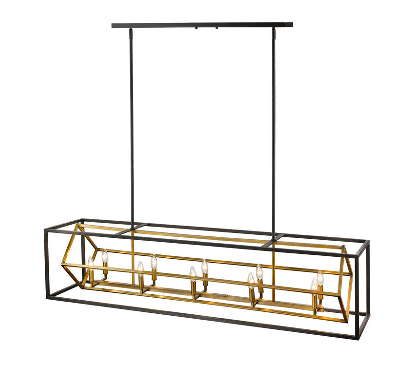 Z-Lite Euclid 13" 10-Light Olde Brass and Bronze Steel Island Light