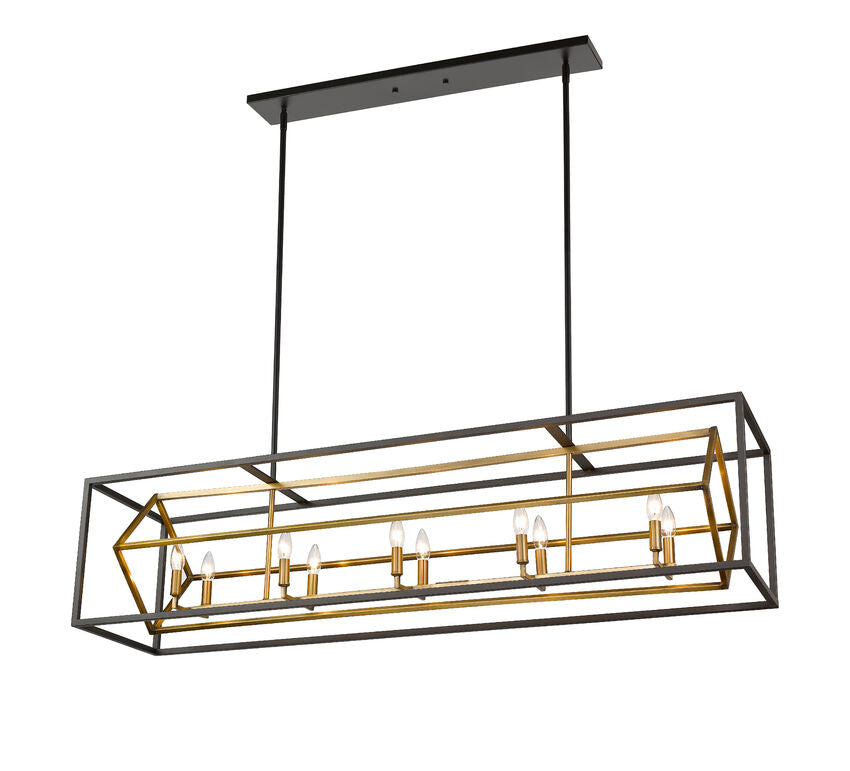 Z-Lite Euclid 13" 10-Light Olde Brass and Bronze Steel Island Light