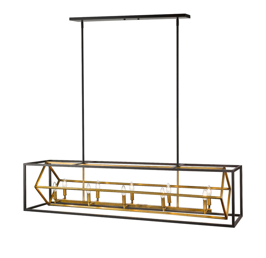Z-Lite Euclid 13" 10-Light Olde Brass and Bronze Steel Island Light
