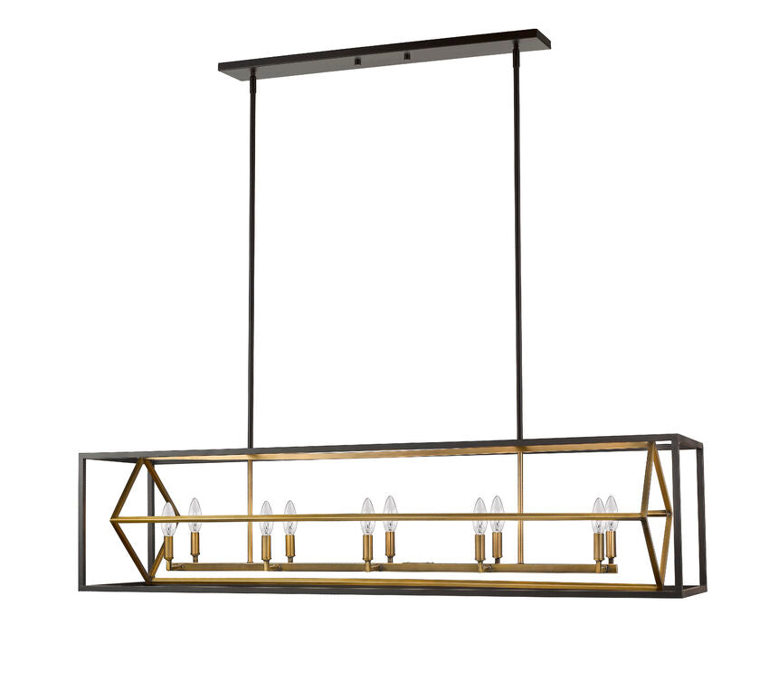 Z-Lite Euclid 13" 10-Light Olde Brass and Bronze Steel Island Light