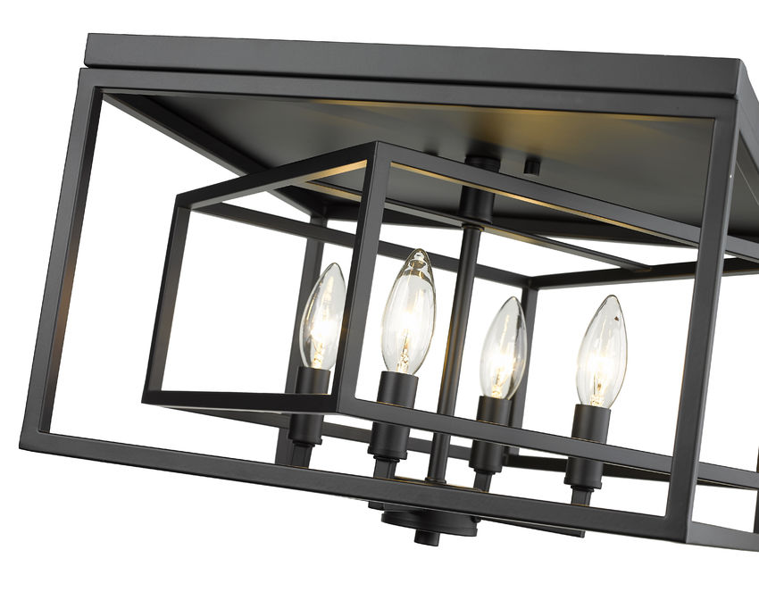 Z-Lite Euclid 15" 4-Light Matte Black Steel Flush Mount Lighting