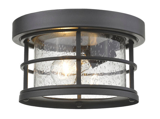 Z-Lite Exterior Additions 10" 1-Light Black Aluminum Outdoor Flush Mount With Clear Seedy Glass Shade