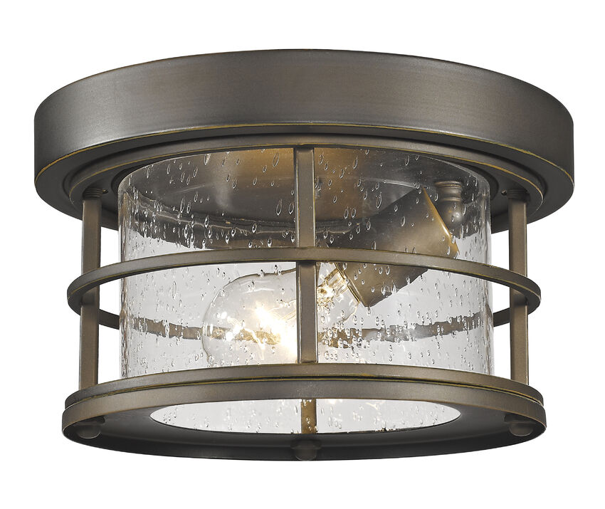 Z-Lite Exterior Additions 10" 1-Light Oil Rubbed Bronze Aluminum Outdoor Flush Mount With Clear Seedy Glass Shade