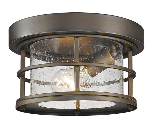 Z-Lite Exterior Additions 10" 1-Light Oil Rubbed Bronze Aluminum Outdoor Flush Mount With Clear Seedy Glass Shade