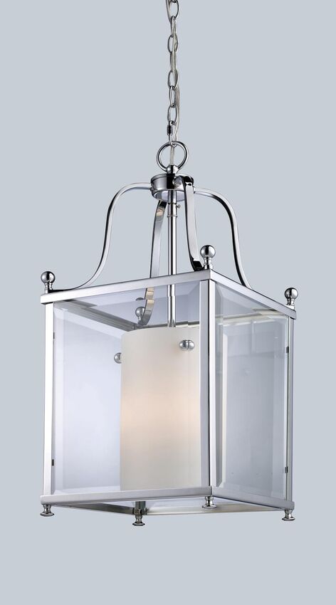 Z-Lite Fairview 11" 3-Light Chrome Pendant Light With Clear Beveled and Matte Opal Glass Shade