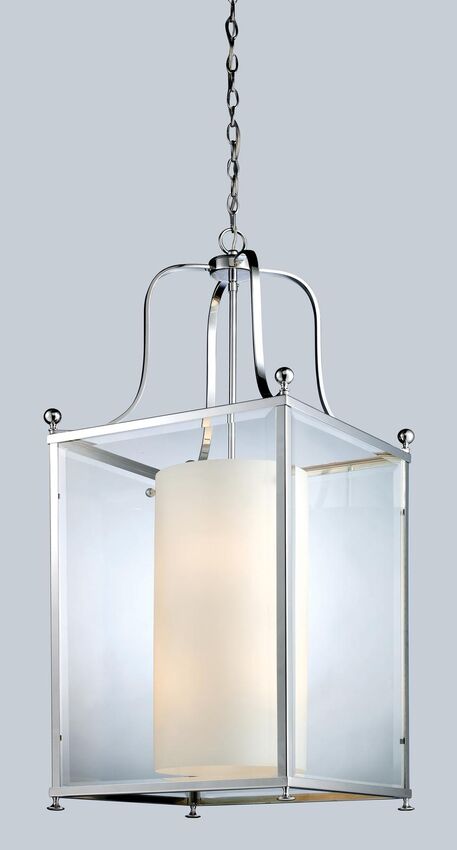 Z-Lite Fairview 19" 8-Light Chrome Pendant Light With Clear Beveled and Matte Opal Glass Shade
