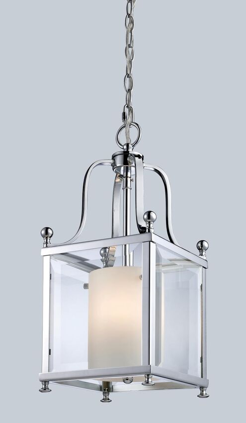 Z-Lite Fairview 8" 3-Light Chrome Pendant Light With Clear Beveled and Matte Opal Glass Shade