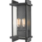 Z-Lite Fallow 10" 2-Light Black Outdoor Wall Sconce With Clear Seedy Glass Shade