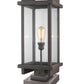 Z-Lite Fallow 10" W x 25" H 1-Light Deep Bronze Outdoor Post Mount Fixture and Square Pier Mount With Clear Seedy Glass Shade