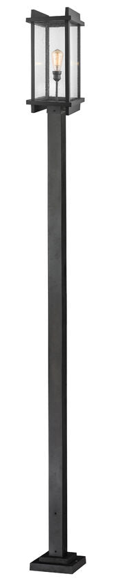 Z-Lite Fallow 565PHBS-536P-BK 1-Light Black Aluminum Clear Seedy Glass Shade Outdoor Post Mounted Fixture