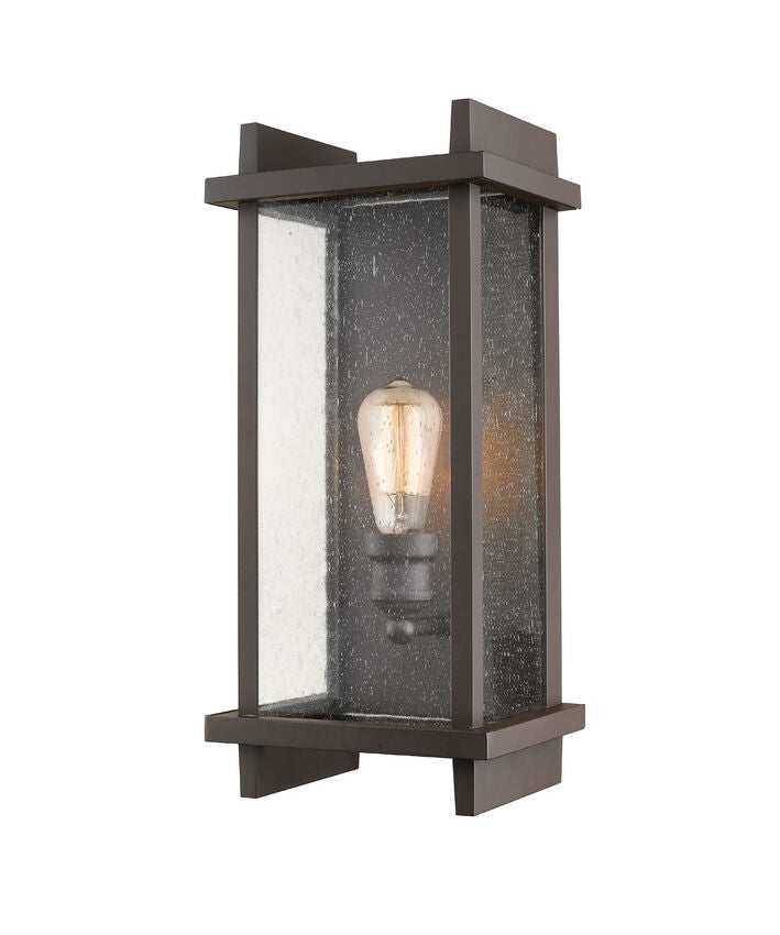 Z-Lite Fallow 8" 1-Light Deep Bronze Outdoor Wall Sconce With Clear Seedy Glass Shade