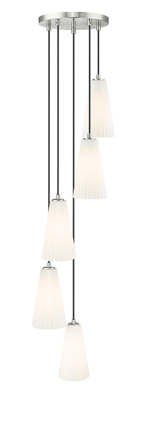 Z-Lite Farrell 12" 5-Light Brushed Nickel Chandelier With White Glass Shade